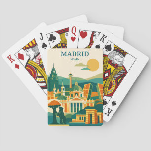 Baraja De Cartas Madrid España Ciudad Silueta - Ciudad Retro Minima