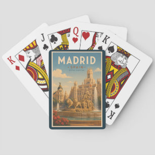 Baraja De Cartas Madrid España Fuente de Cibeles Ilustración Viaje