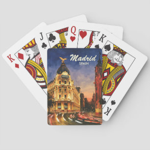 Baraja De Cartas Madrid España Gran Vía Noche Paisaje Urbano Acuare