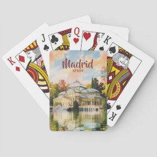 Baraja De Cartas Madrid España Palacio de Cristal Acuarela Viaje