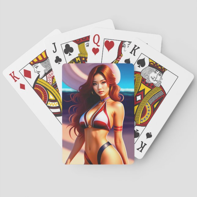 Baraja De Cartas Magníficas mujeres posando tarjetas de juego bikin (Reverso)