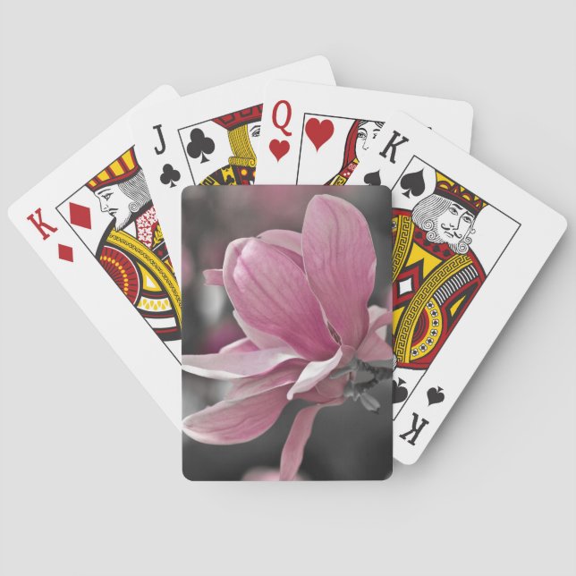 Baraja De Cartas Magnolia de Saucer Rosa Japonesa (Reverso)
