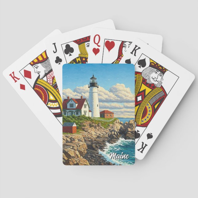Baraja De Cartas Maine Lighthouse Travel (Reverso)