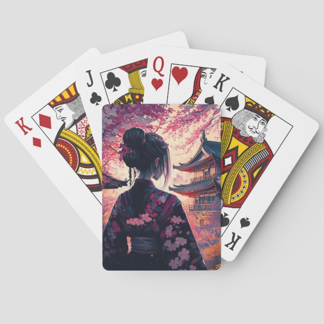 Baraja De Cartas Maja Kirschblüten - Klassische Spielkarten (Reverso)