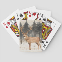 Baraja De Cartas Majestad de invierno ciervo escena de invierno  