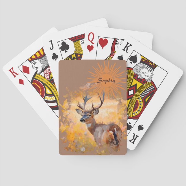 Baraja De Cartas Majestic Deer in a Field of Wildflowers (Reverso)