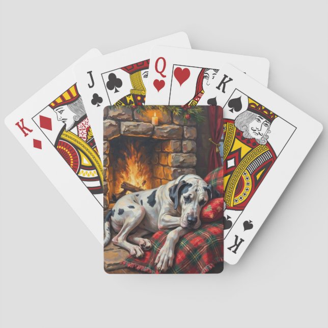 Baraja De Cartas Majestic Great Dane Asleep by Fireplace Cozy (Reverso)
