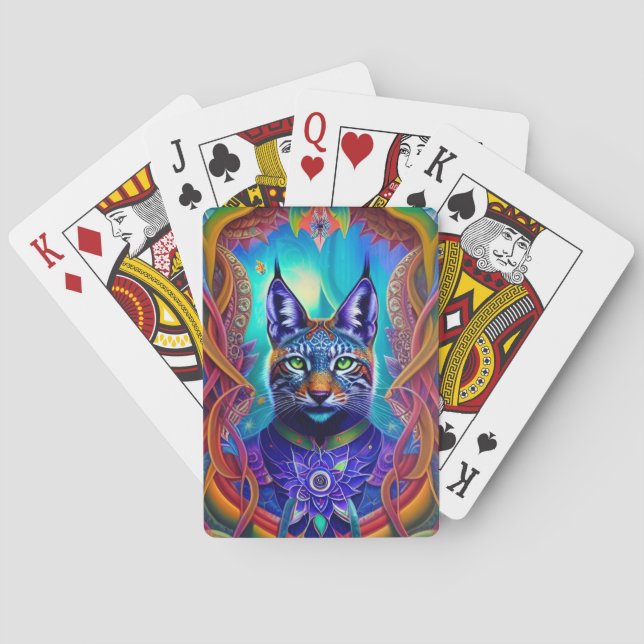 Baraja De Cartas Majestic Lynx Feline Art Animal Espiritual Ilustra (Reverso)