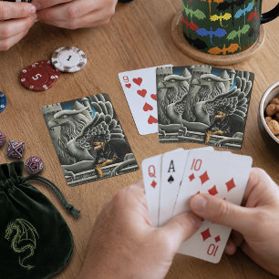 Baraja De Cartas Majestuosa Fantasía Oscura Rottweiler Gárgola Cast