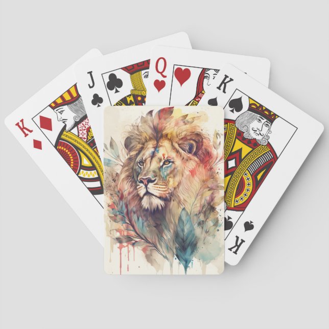 Baraja De Cartas Majestuosa LION Hermoso Animal Espiritual Ilustrad (Reverso)