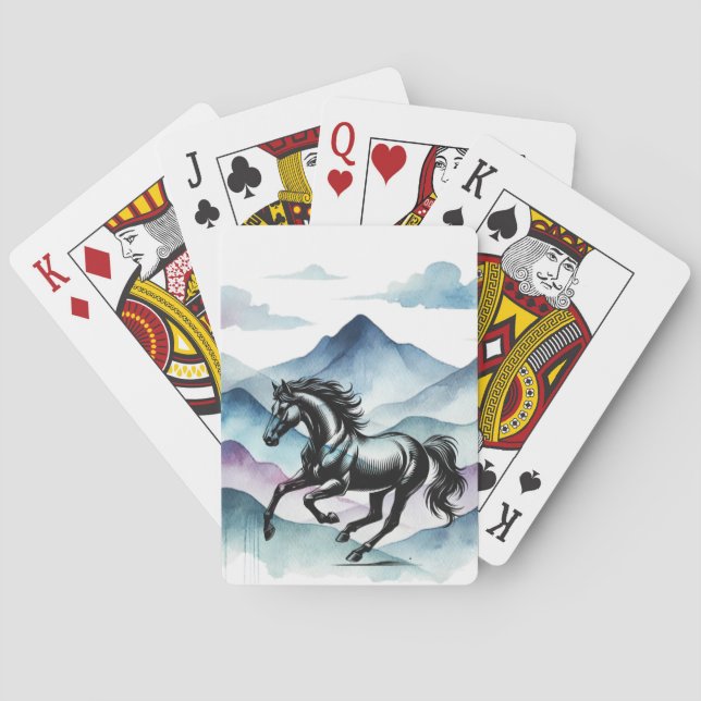 Baraja De Cartas Majestuosas Tarjetas de Juegue de Caballo y Acuare (Reverso)