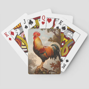 Baraja De Cartas Majestuoso gallo en un frondoso bosque natural