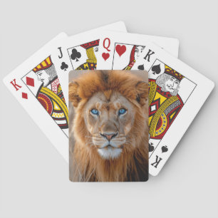 Baraja De Cartas Majestuoso León Macho con Ojos Azules Brillantes