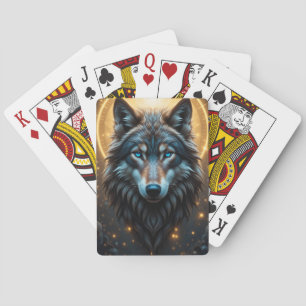 Baraja De Cartas Majestuoso retrato de lobo con aura dorada
