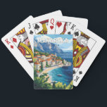 Baraja De Cartas Makarska Croacia Vintage de arte de viajes<br><div class="desc">Diseño de viaje vectorial retro de Makarska. Makarska es una ciudad portuaria de la costa dálmata de Croacia,  conocida por sus playas de la Riviera de Makarska,  su paseo marítimo y su vida nocturna.</div>