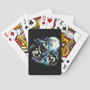 Baraja De Cartas Malamute de Alaska aullando a la luna Perro ártico