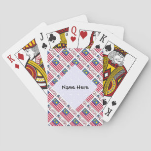 Baraja De Cartas Malaysia Bandera De Malasia Tiled Negro Personaliz