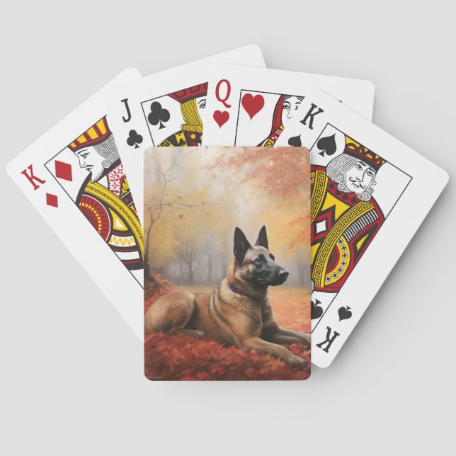 Baraja De Cartas Malinoi belga en otoño se inspira (Reverso)