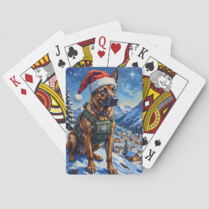 Baraja De Cartas Malinois Belga Patrulla de Montaña Navidad