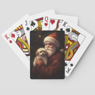 Baraja De Cartas Maltés Con Santa Claus Navideño Festivo