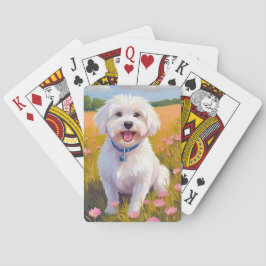 Baraja De Cartas Maltese Dog Flower Field Painting Card