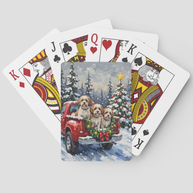 Baraja De Cartas Malti-Tzu Christmas Red Truck Holiday (Reverso)