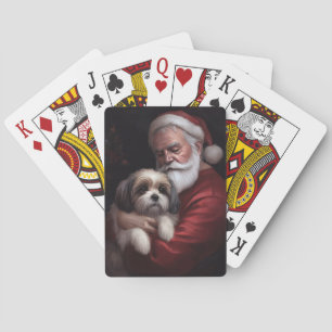 Baraja De Cartas Malti Tzu con Santa Claus Navidad Festiva