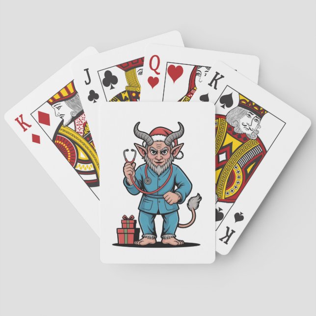 Baraja De Cartas Malvado Krampus Enfermera Enfermería Navidades (Reverso)