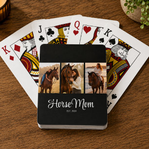 Baraja De Cartas Mamá de caballo estableció guión moderno negro 3 f