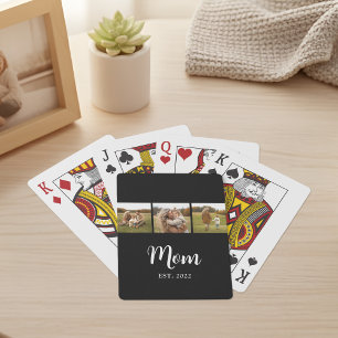 Baraja De Cartas Mamá Estableció Escritura Moderna 3 Foto Negra