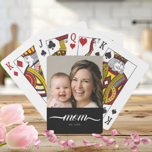 Baraja De Cartas Mamá Estableció Foto Personalizada Con Letra Moder