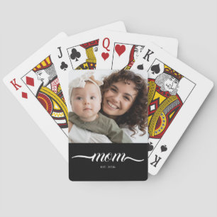 Baraja De Cartas Mamá Estableció Foto Personalizada con Letra Moder