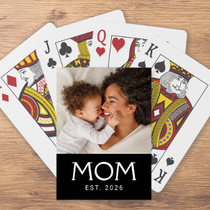 Baraja De Cartas Mamá Estableció Tipografía Negra Foto