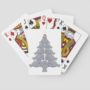 Baraja De Cartas Manatí festivo árbol de Navidad con océano mágico