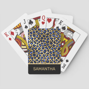 Baraja De Cartas Mancha de leopardo de papel de aluminio dorado y a