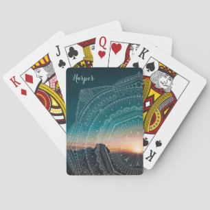 Baraja De Cartas Mandala Art Sunset Starry Night Sky Zen Blue