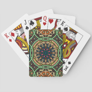Baraja De Cartas Mandala colorida: Mano floral vintage dibujada