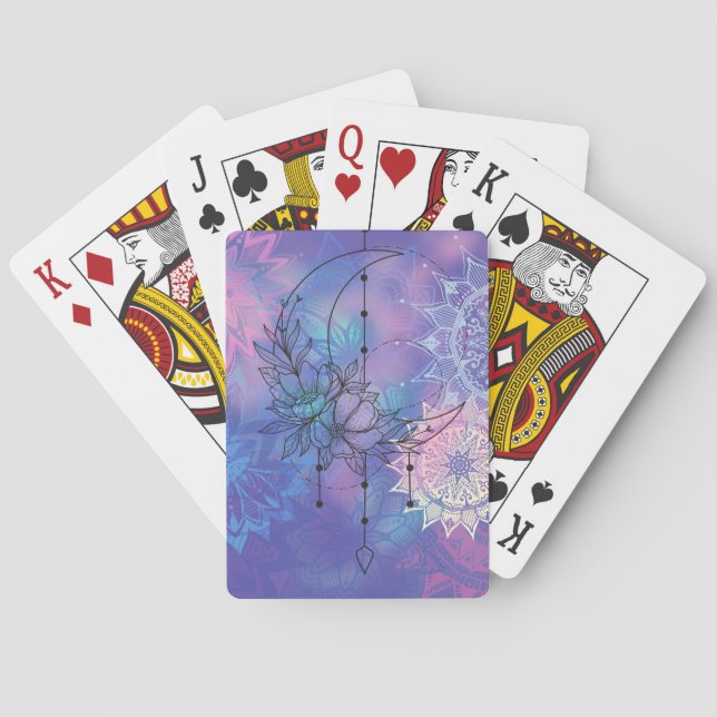 Baraja De Cartas mandala de batik y luna (Reverso)