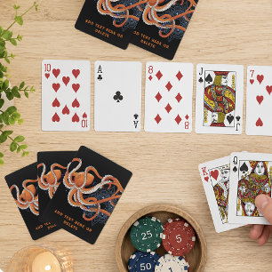 Baraja De Cartas Mandalá de Pulpo Atractivo Naranja Intenso