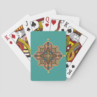 Baraja De Cartas Mándala melocotón con fondo verde