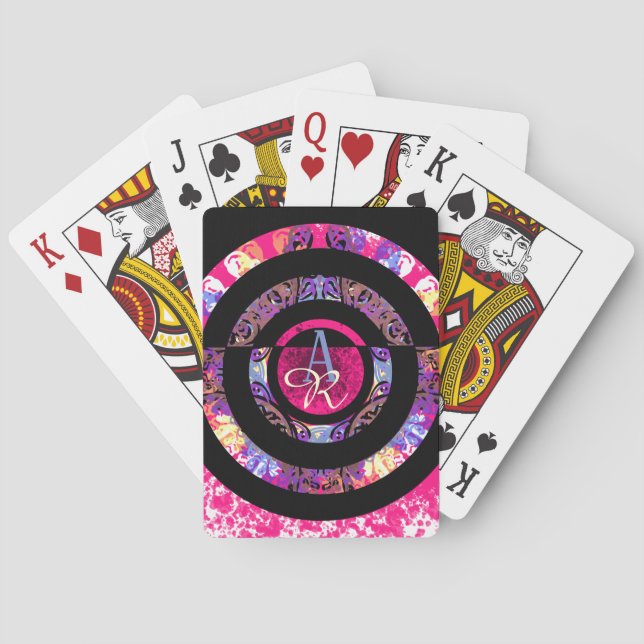 Baraja De Cartas Mandala moderna rosa (Reverso)