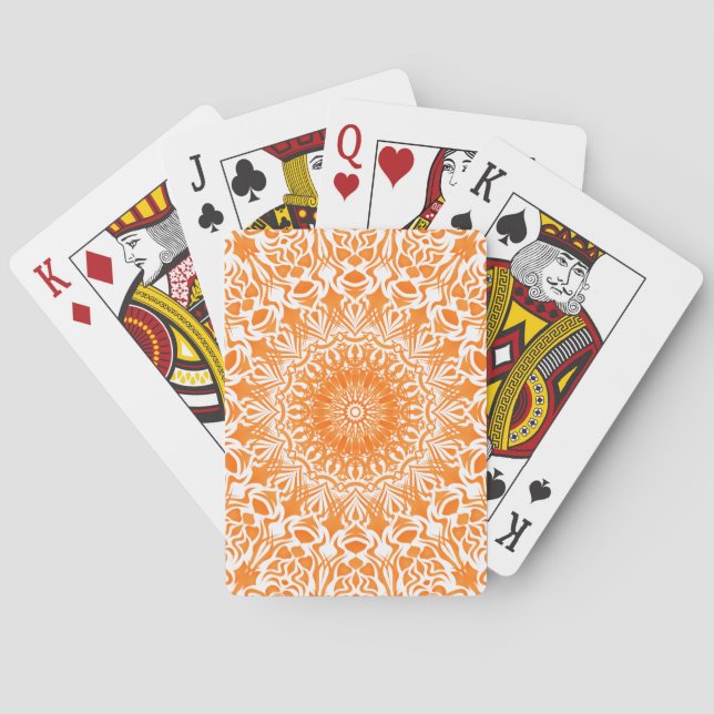 Baraja De Cartas Mandalá Tribal Naranja (Reverso)