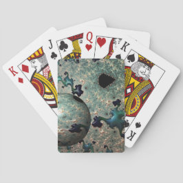 Baraja De Cartas Mandelbrot de Esmeralda y Oro con Esfera