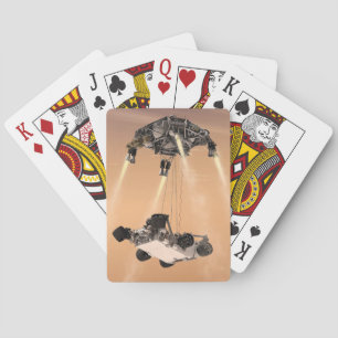 Baraja De Cartas Maniobra de la grúa del cielo durante la descenden