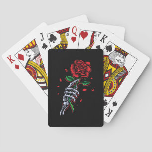 Baraja De Cartas Mano de esqueleto con Rosa - Arte gótico