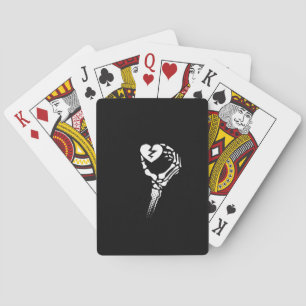 Baraja De Cartas Mano de esqueleto sosteniendo el corazón