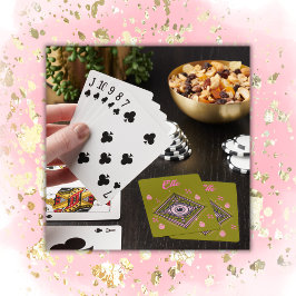 Baraja De Cartas Mano Hamsa con ojos malvados y corazones rosados e