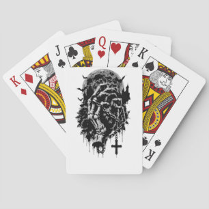 Baraja De Cartas Manos de esqueleto gótico rosas rojas Halloween ho