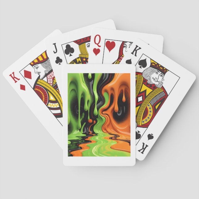 Baraja De Cartas Manta de baba verde y naranja (Reverso)