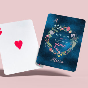 Baraja De Cartas Mantén la calma elegante chica floral guión monogr
